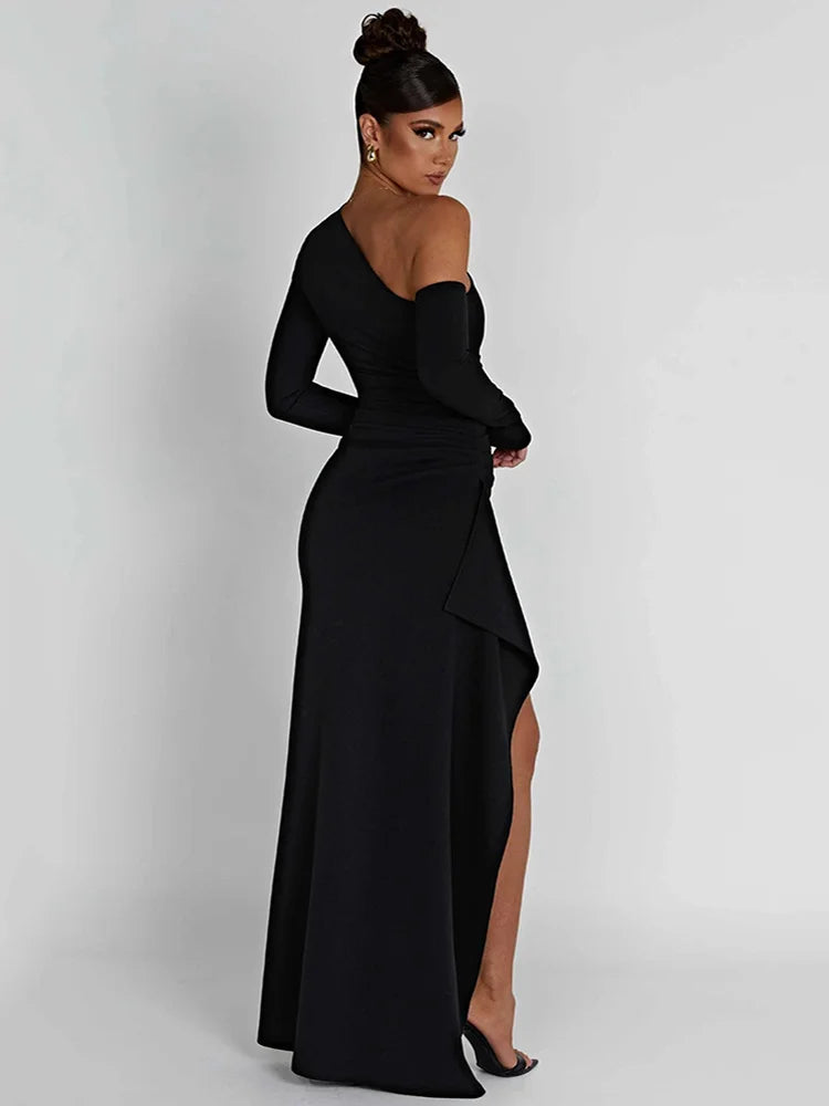 Solvara One-Shoulder Gown