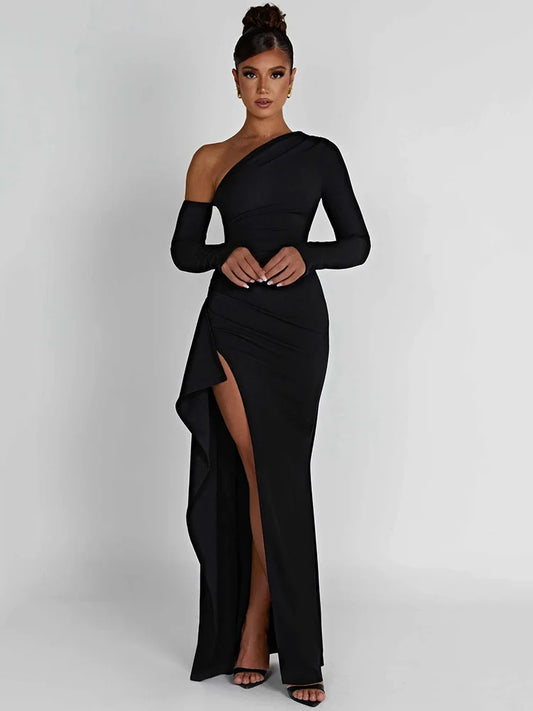 Solvara One-Shoulder Gown